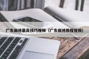 广东麻将最高技巧视频（广东麻将教程视频）