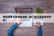翔安区电子游戏培训班（厦门电子竞技培训学校）